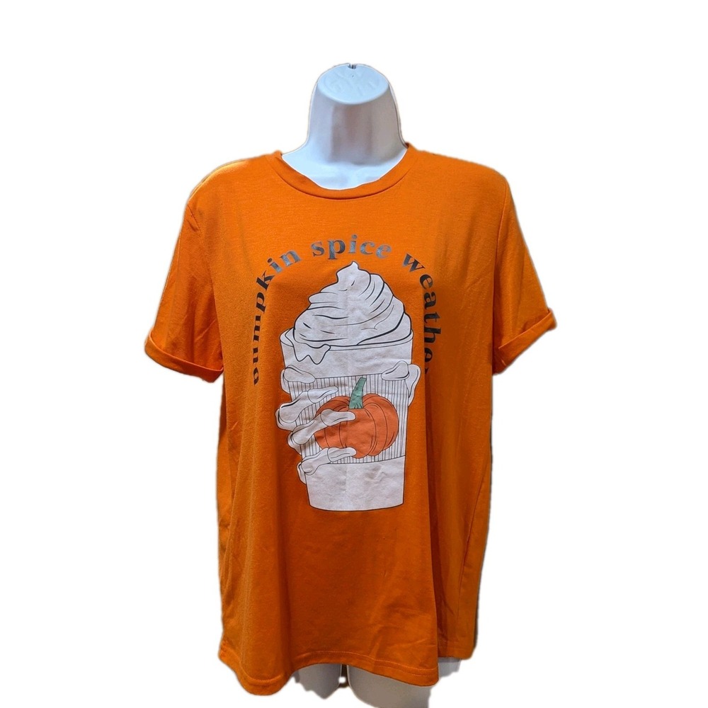 Halloween Pumpkin Spice Weather T-Shirt Medium Halloween Theme Coffee